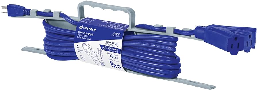 Volteck  Heavy Duty Extension Cord W/ 3 Outlet - Blue 25ft 