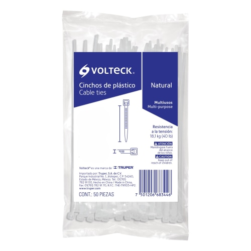 Volteck Plastic Cable Ties 50lbs 24” 25Pcs 