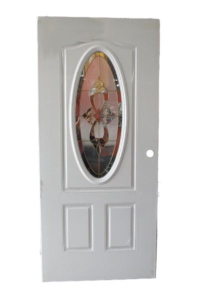 Steel Door W/ Oval Glass 36 x 80" - White 