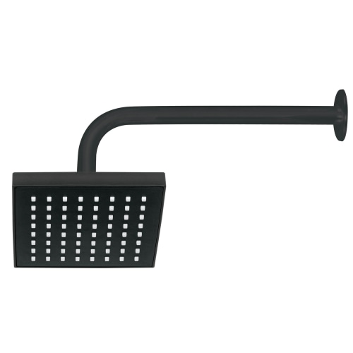 Foset Square Shower Head W/Wall Arm - Black 6”