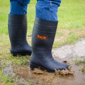 Thor Tall Rubber Boots Black Sole Size 8