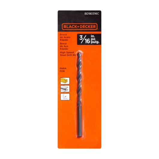 Black+Decker  Black Oxide Drill Bit 3/16” 