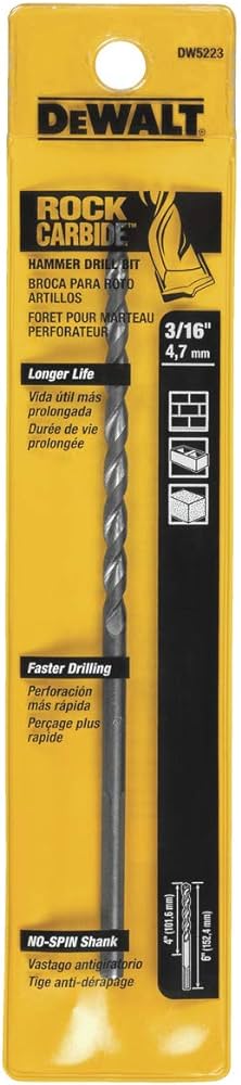 DeWalt Drill Bit - Rock Carbide 3/16” x 6”