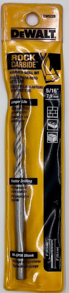 DeWalt Drill Bit 5/16” x 6” - Rock Carbide