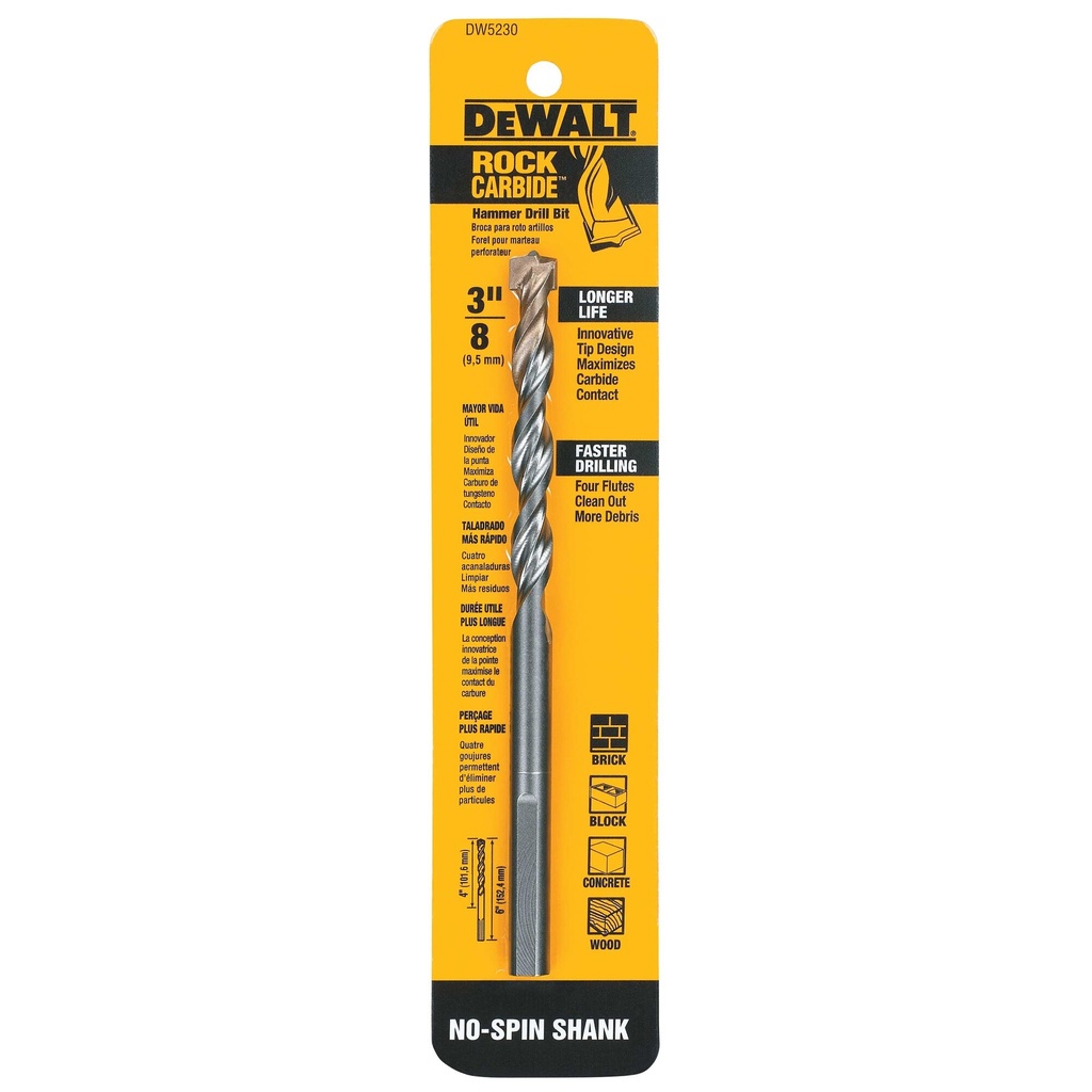 DeWalt Drill Bit - Rock Carbide 3/8” x 6”