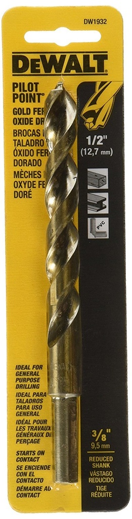 Pilot Point Drill Bit - Gold 1/2” x 6”