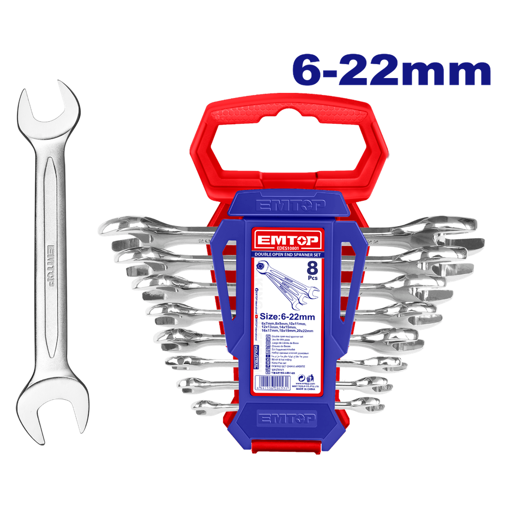 Emtop Spanner Set Double Open End 8pc