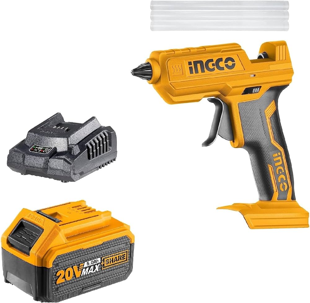 Ingco Glue Gun Lithium-Ion 20V W/ Battery & Charger  