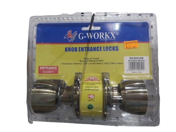 G Workx Knob Entrance Door Lock - Antique Brass