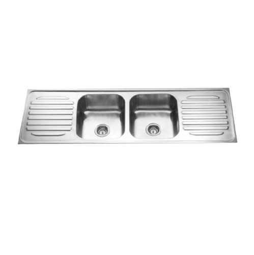 G Workx Kitchen Sink Double Bowl Double Drainage 72" x 20" - Stainless Steel