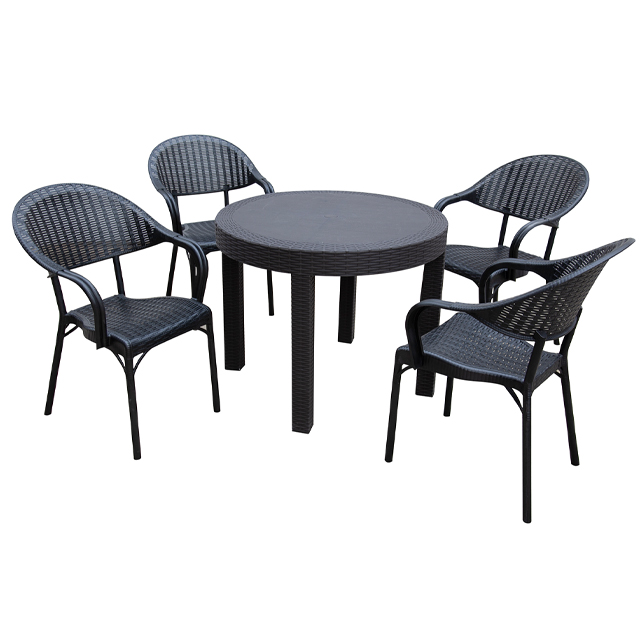 Coastline Castara Outdoor Bistro Dining Patio Set 5Pcs - Black