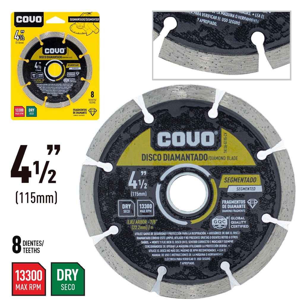 Covo Segmented Diamond Blade Masonry Cutting Disc 4 1/2"