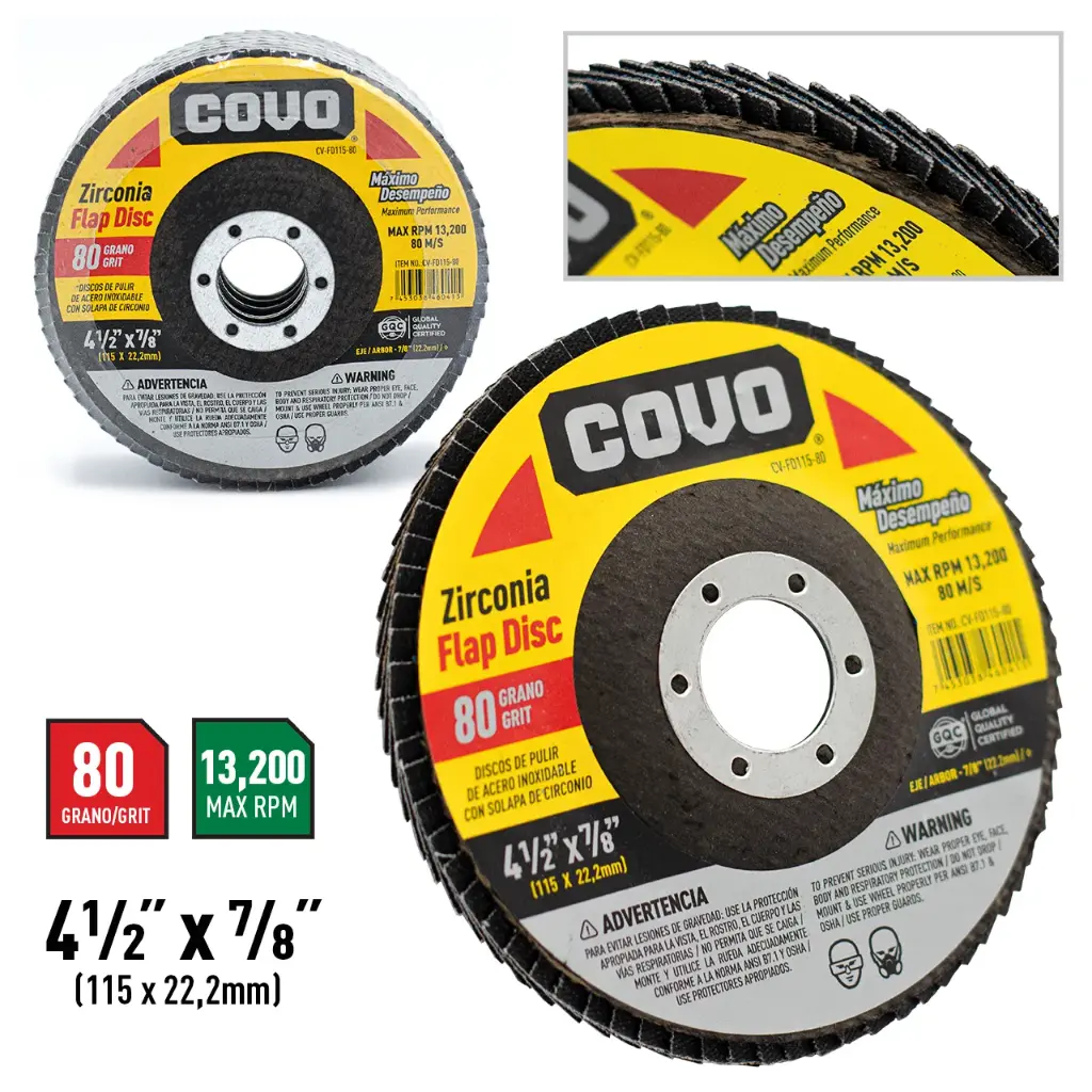 Covo Flap Polishing Disc 80Grit 4 1/2″ x 7/8″