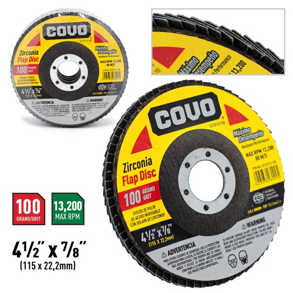 Covo Flap Polishing Disc 120Grit 4 1/2″ x 7/8″