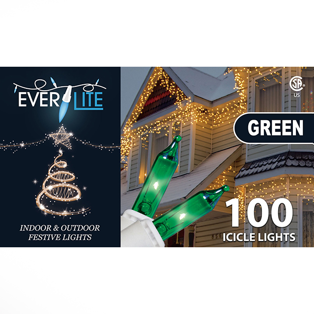 Icicle String Lights 100Ct - Green 