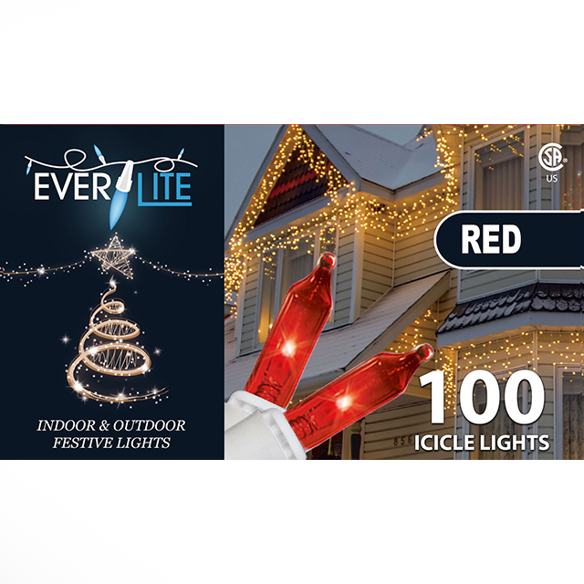 Icicle String Lights 100Ct - Red 