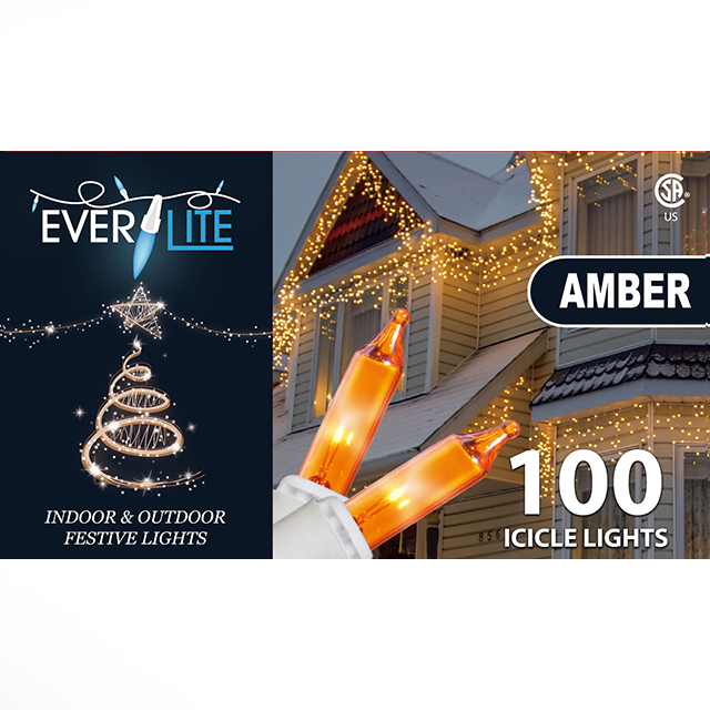 Icicle String Lights 100Ct - Amber 