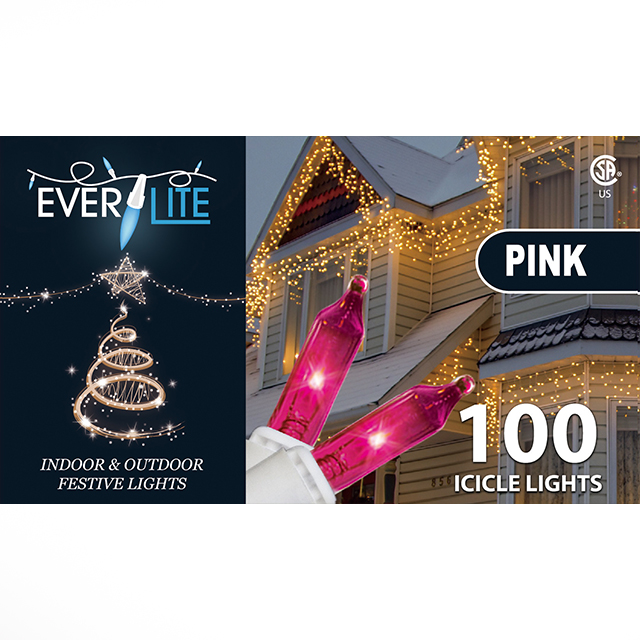 Icicle String Lights 100Ct - Pink 