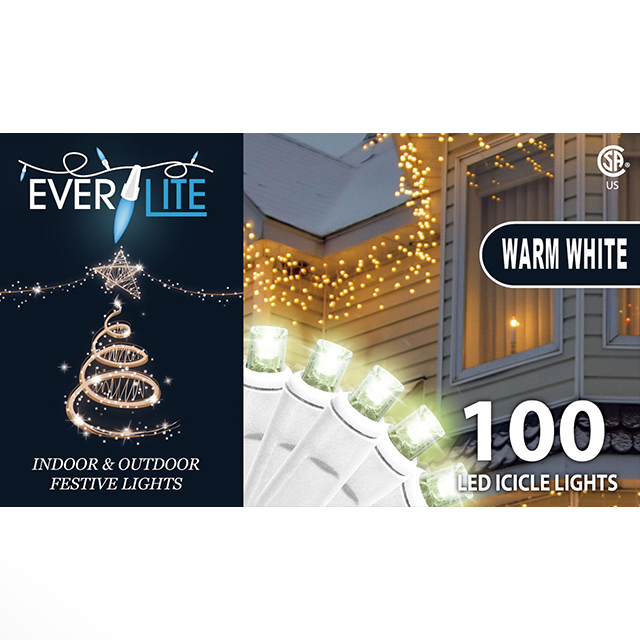 LED Icicle String Lights 100Ct 5Mm - Warm White 