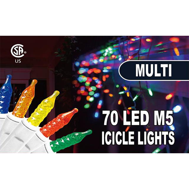 LED Icicle Lights 70Ct M5 - Multi White