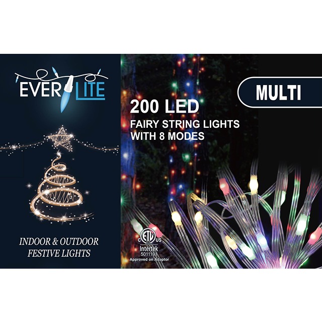 String Fairy Lights 200L W/8 Modes - Multi Etl