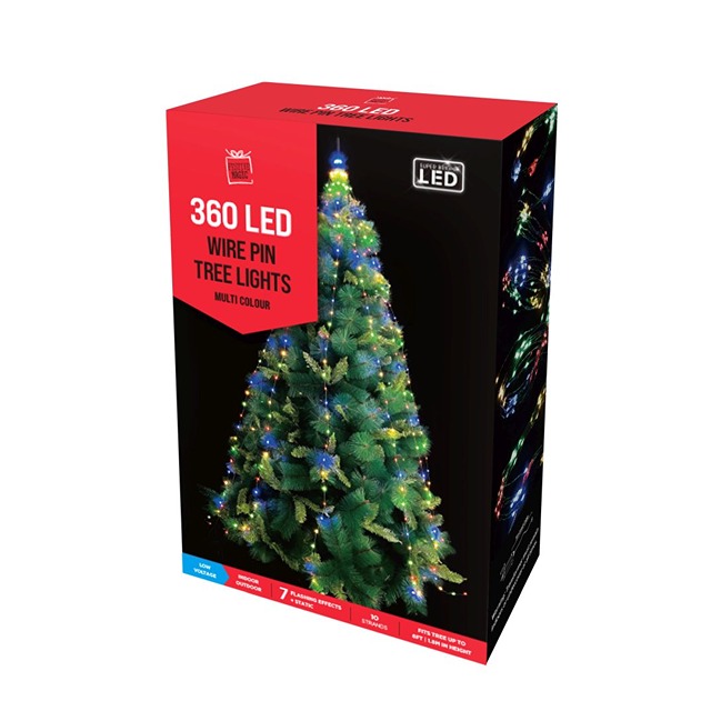 LED Wire Pin Tree Lights 360 - Multi