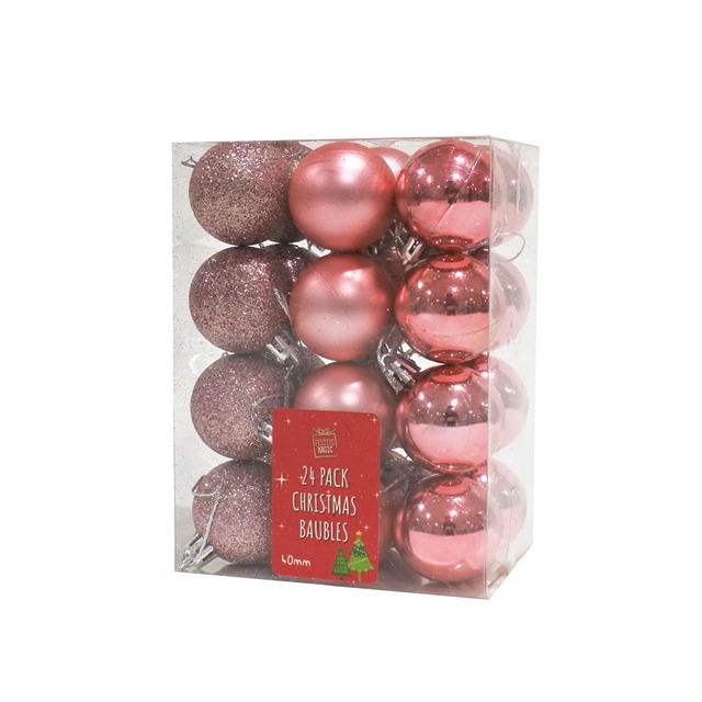 Baubles 24Pk 40Mm Smg - Pink