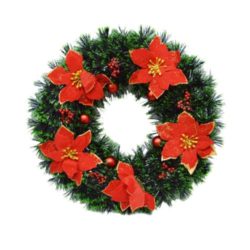 Christmas Wreath W/Poinsettia 40cm