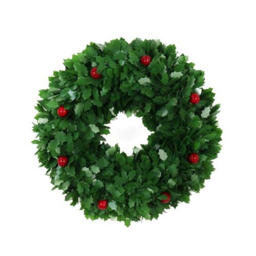 Tinsel Holly Wreath 40cm - Matte