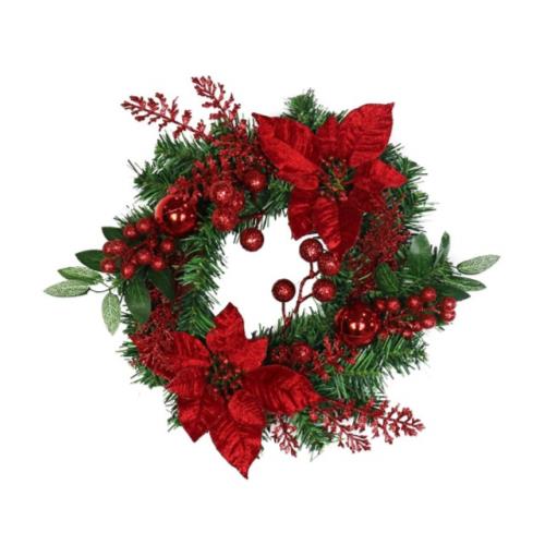 Berry Poinsettia Wreath 35Cm