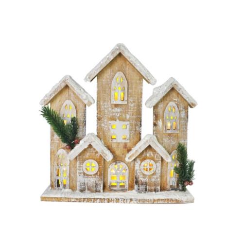 LED Light Up Snowy House Facade 29Cm