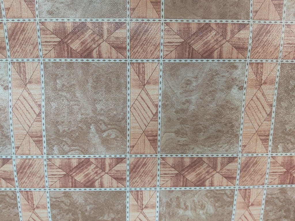 Non - Skid Vinyl Roll - Brown W/ Square Pattern