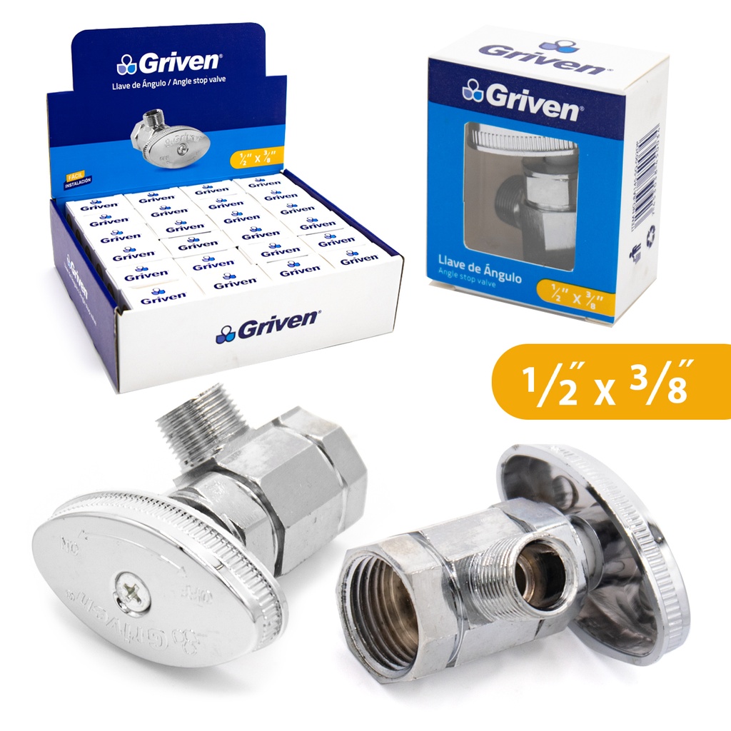 Griven Angle Stop Valve 1/2" x 3/8"