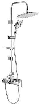 CERA  Topaz SL Wall Mixer (3-In-1) W/ Exposed Shower Pipe, Spout Fitted With Oh Rain Shower, Telescopic Hand Shower & 1.5 M Flexible Stainless Steel Hose