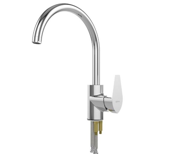 CERA  Valentina Single Lever Sink Mixer (Table Mounted) W/ Long Swivel Spout 9" & Long Braided Connection Pipe 18"