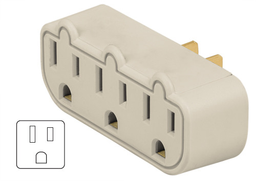 Volteck  Grounded Wall Mount Adapter 3 Outlet 