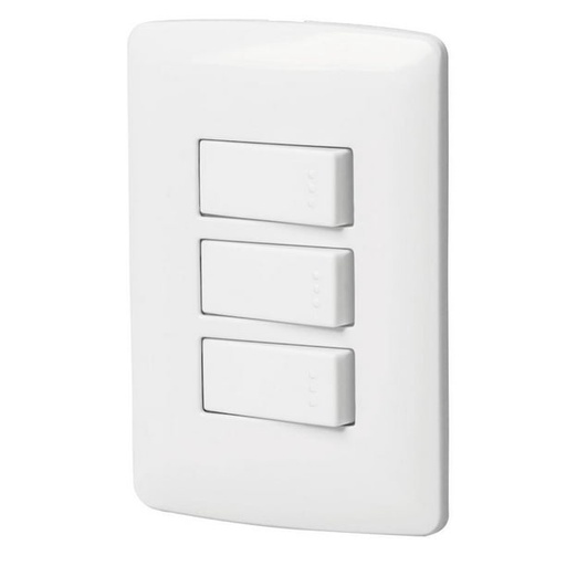 Volteck  3 Rocker Switch W/ Wall Plate - White