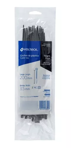 Volteck Plastic Cable Ties 40lbs 8” 50Pcs - Black