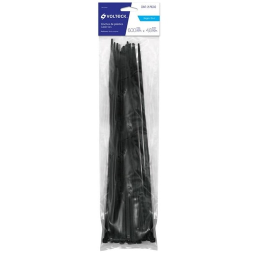 Volteck Plastic Cable Ties 50lbs 24” 25Pcs - Black