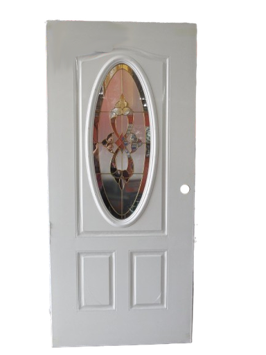 Steel Door W/ Oval Glass 36 x 80" - White 