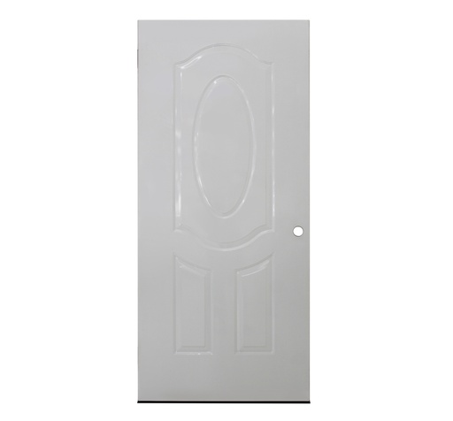 Steel Door W/ Oval Design - White  36 x 80"