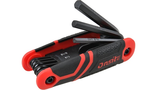 On Site 9 Pc Folding Hex Key 1/16, 5/64, 3/32, 1/8, 5/32, 3/16,1 /4 & 5/16