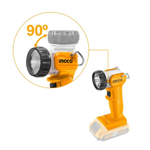 Ingco Led Work Lamp Lithium-Ion 20V W/O Battery & Charger