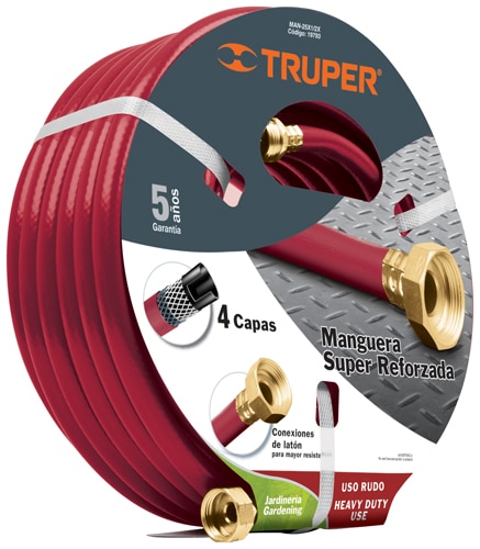 Truper Garden Hose 4ply 1/2" x 49’ - Red