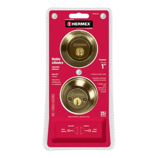 Hermex  Double Cylinder Dead Bolt - Antique Brass