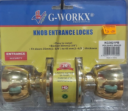 G Workx Knob Entrance Door Lock - Stainless Steel