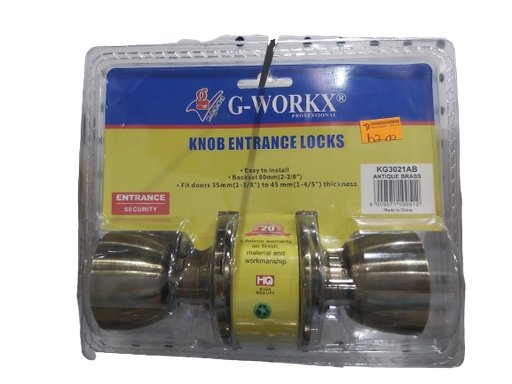 G Workx Knob Entrance Door Lock - Antique Brass