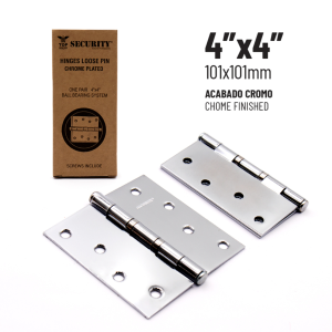 Door Hinge 4" x 4" - Chrome Finish