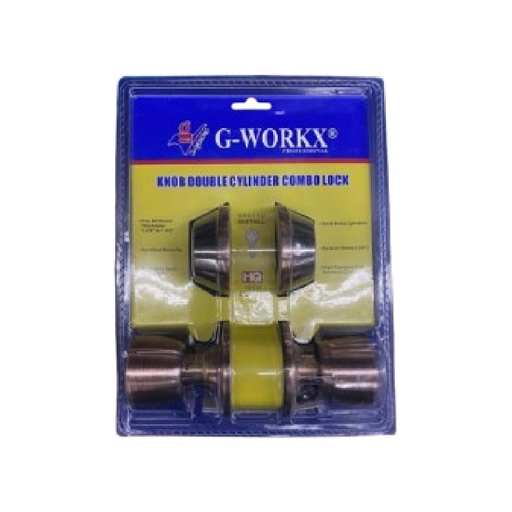 G Workx Double Cylinder Knob lock Combo - Antique Brass