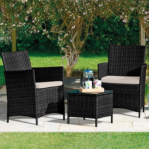 Jagger Patio Set 3Pcs W/ Cushions - Black